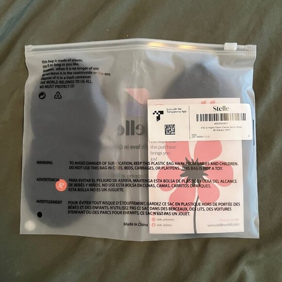 STELLE Highly Elastic Canvas Dance Shoes - Black - Size 10 - Picture 2 of 4